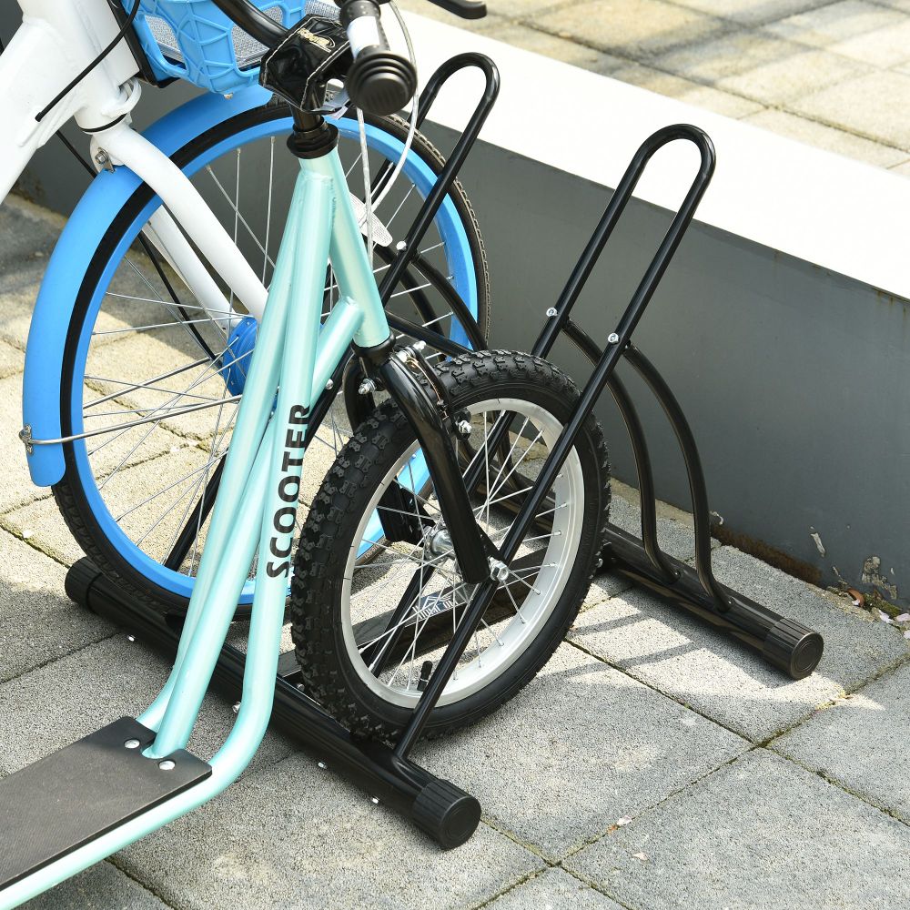 Reversible 2 Bike Holding Rack Steel Frame Outdoor Foot Caps Stand - anydaydirect