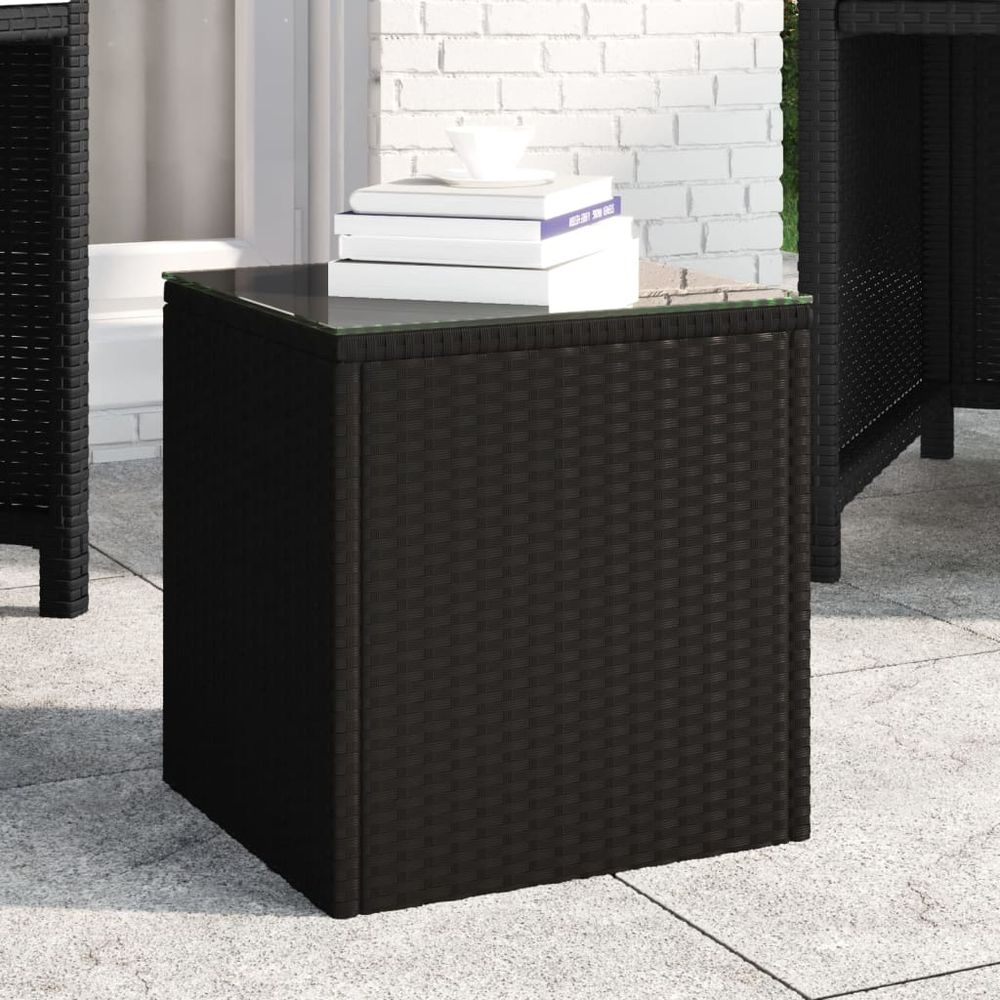 Side Table Black 40x37x40.5 cm Poly Rattan - anydaydirect