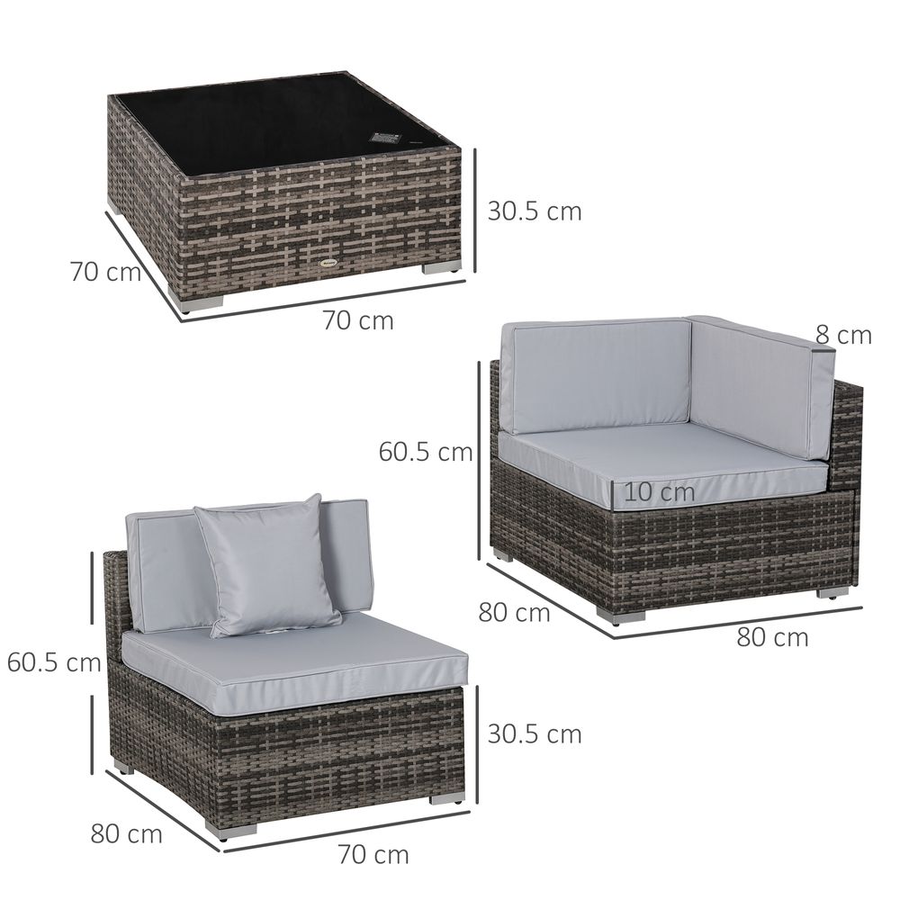 7PC Rattan Furniture Sectional Sofa Set Coffee Table Buckle Structure Outsunny - anydaydirect