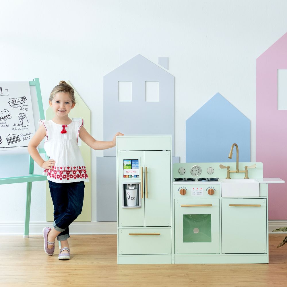 Childrens Little Chef Chelsea Wooden Play Kitchen Mint TD-12302M - anydaydirect