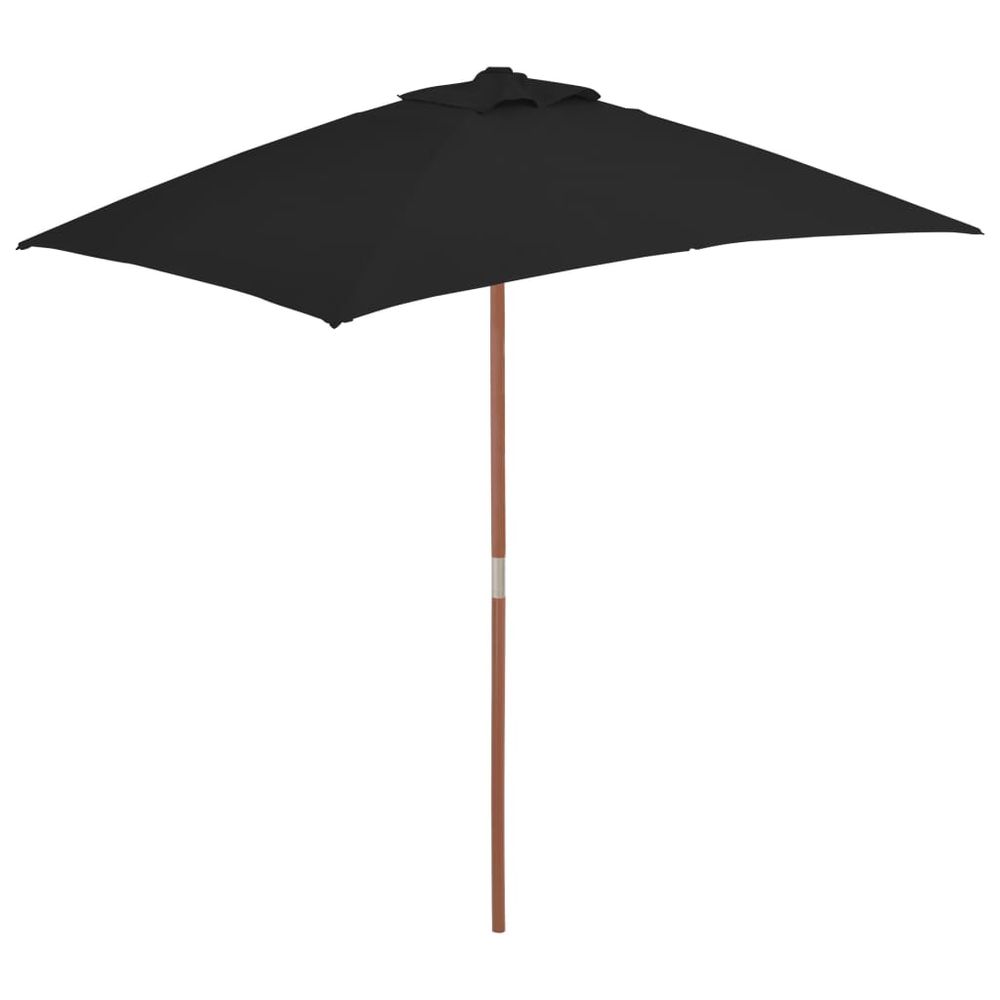 Outdoor Parasol with Wooden Pole Black 150x200 cm - anydaydirect