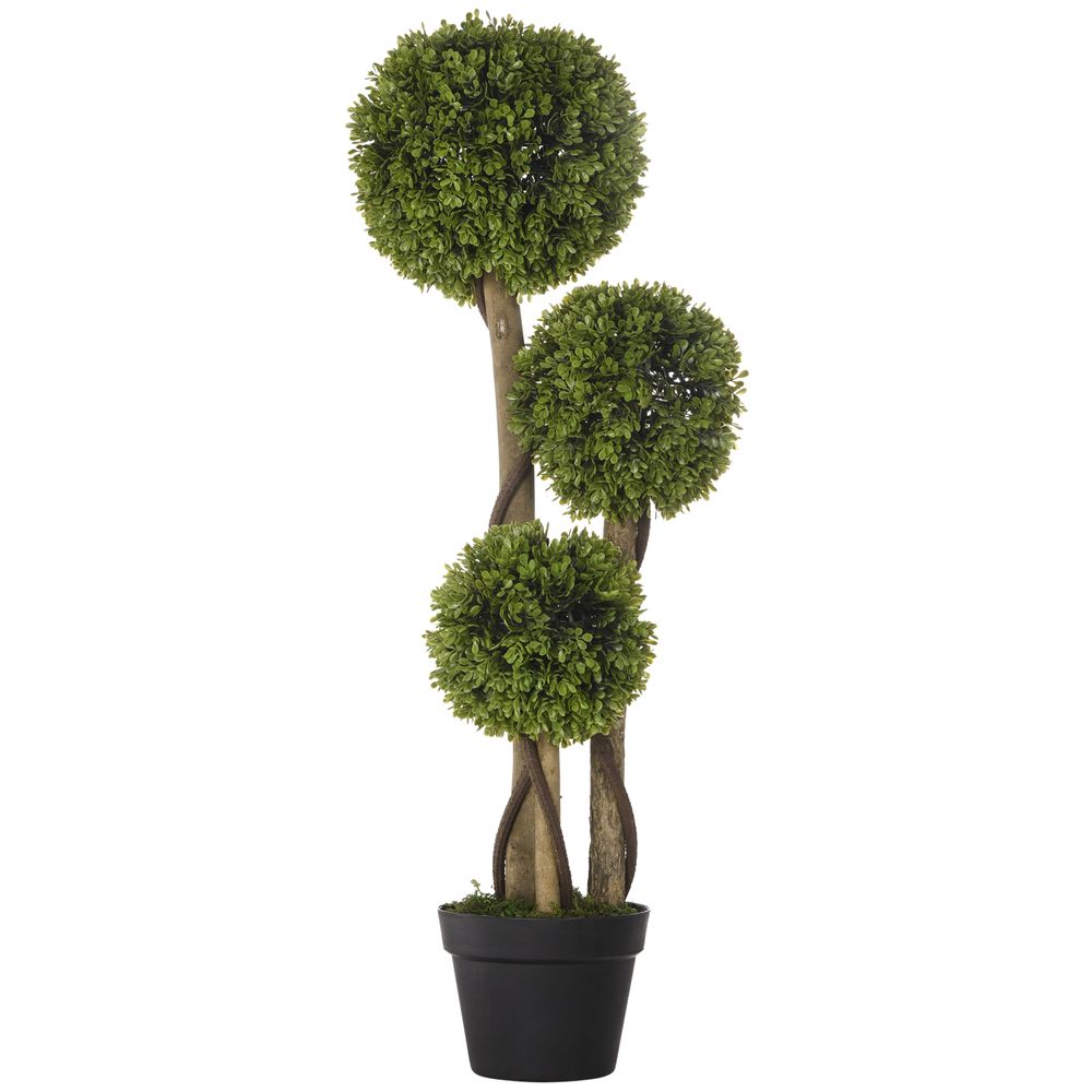 Potted Artificial Plants Boxwood Ball Topiary Trees Indoor Outdoor, 90cm - anydaydirect