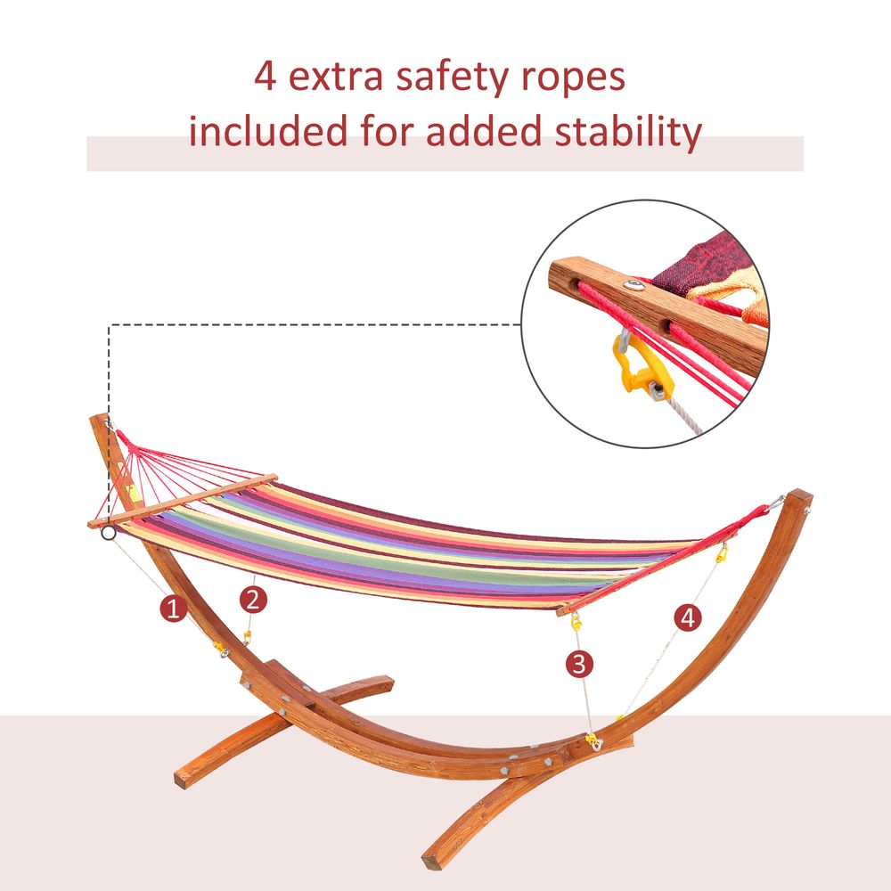 Outsunny Garden Deluxe Single Wooden Hammock W/Arc Stand Frame - anydaydirect
