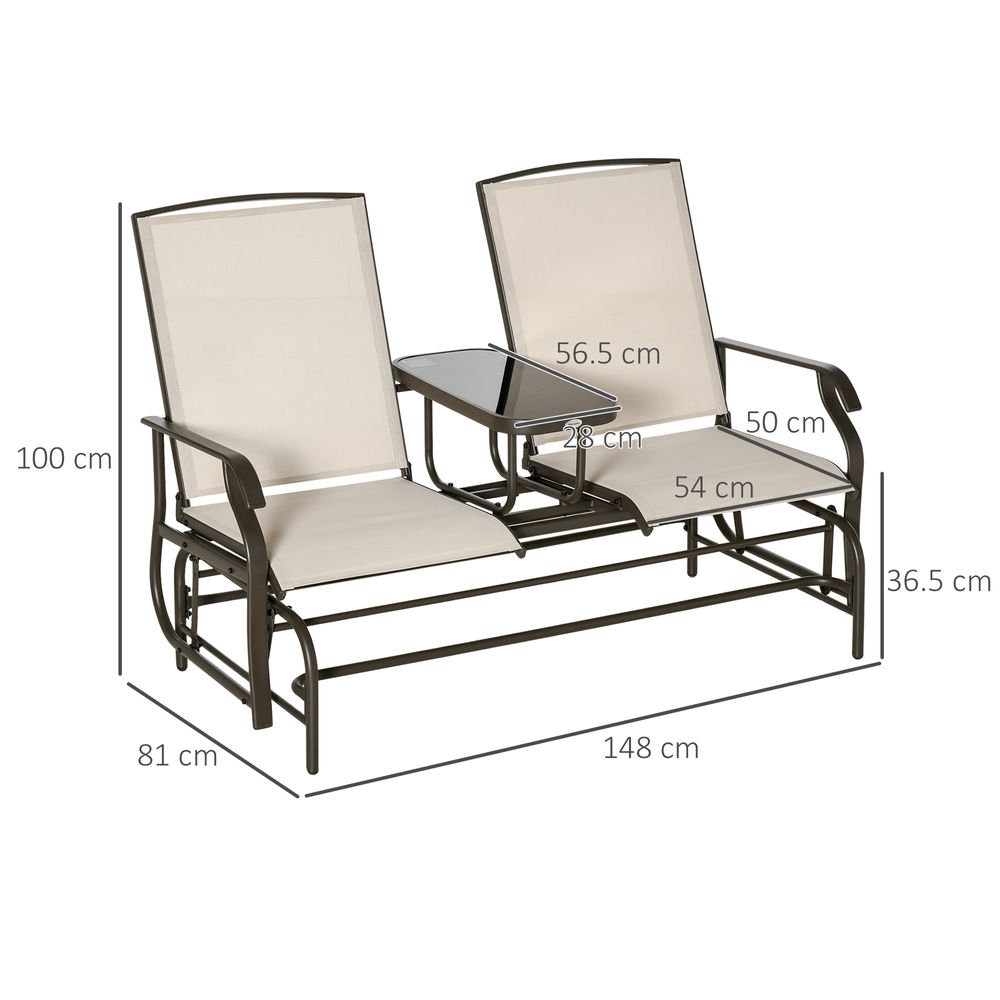 Metal Double Swing Chair Glider With Table Rocker Sun Lounger 2 - anydaydirect