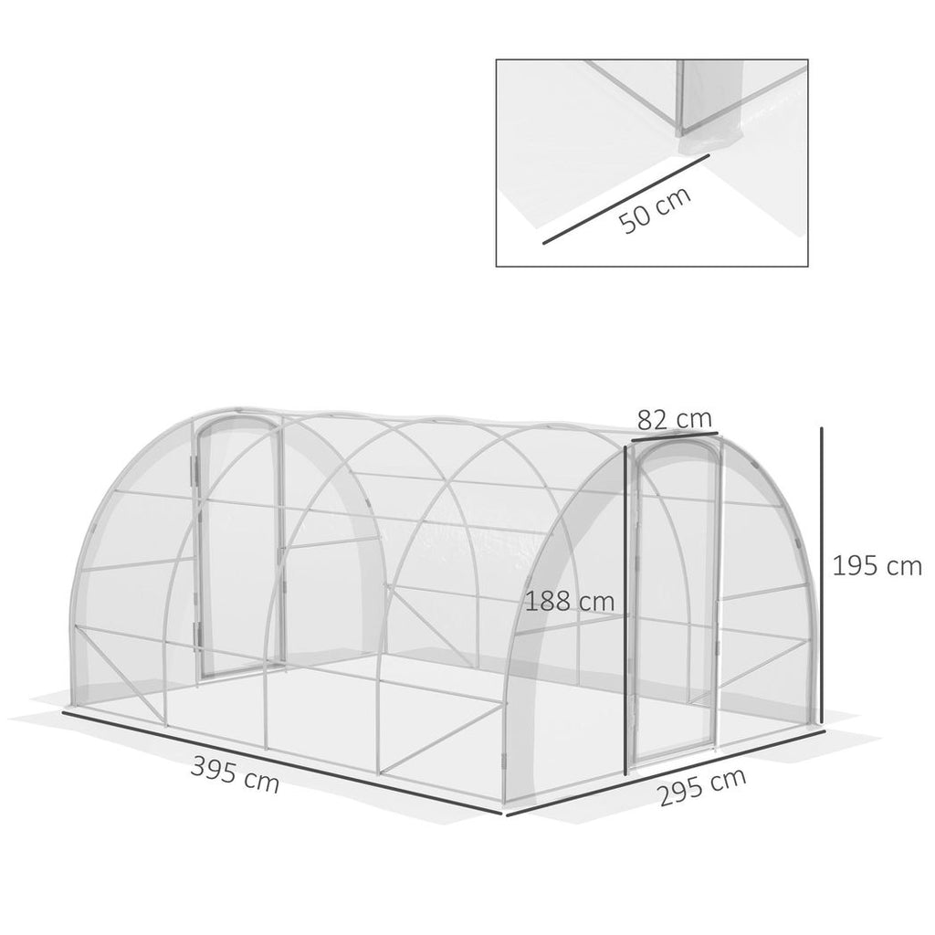 Outsunny 4 x 3 x 2m Polytunnel Greenhouse with Door, Galvanised Steel Frame - anydaydirect