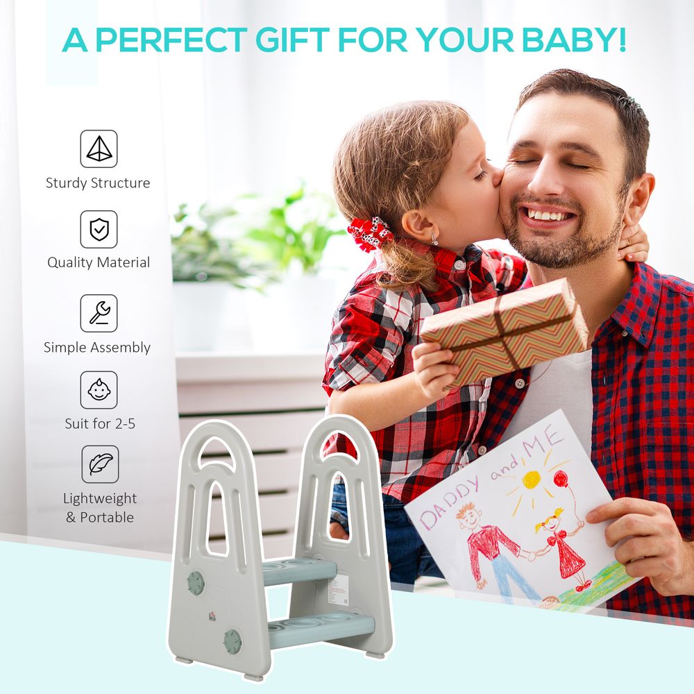 Two-Step Stool for Kids Toddlers with Handle for Toilet Potty Training HOMCOM - anydaydirect