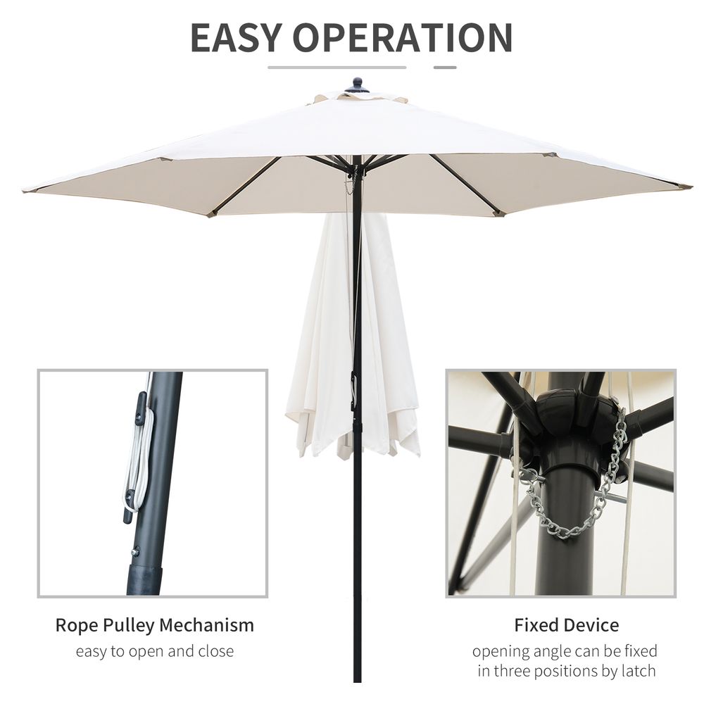 ?2.8m Patio Umbrella Parasol Outdoor Table Umbrella 6 Ribs Manual Push - anydaydirect