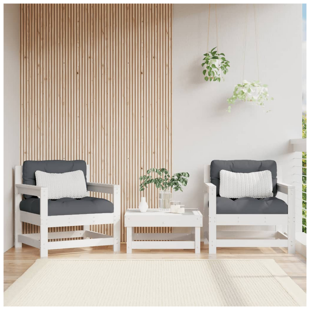 vidaXL Garden Chairs with Cushions 2 pcs White Solid Wood Pine - anydaydirect
