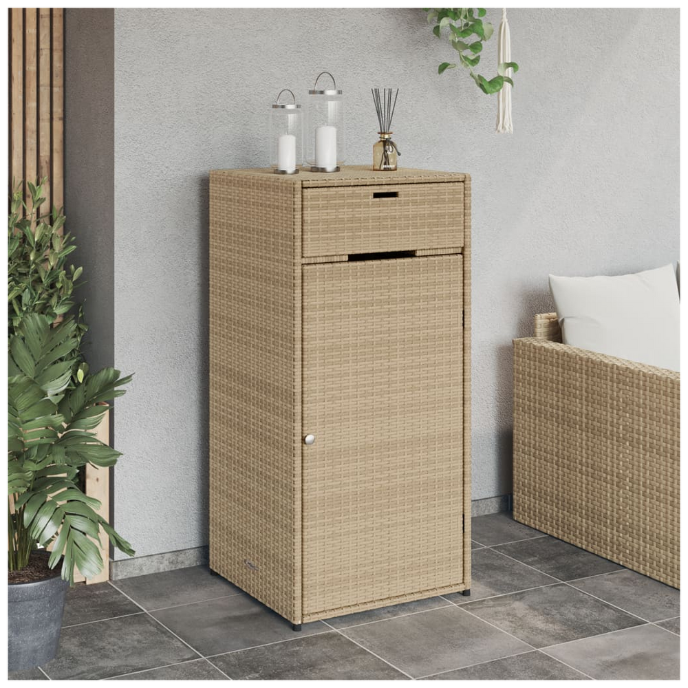 vidaXL Garden Storage Cabinet Beige 55x55x111 cm Poly Rattan - anydaydirect