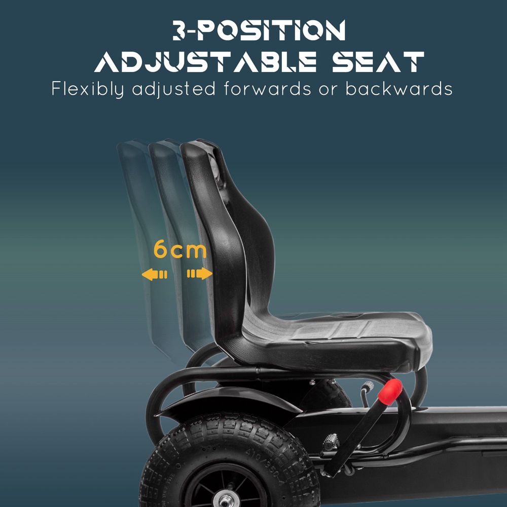 HOMCOM Children Pedal Go Kart w/ Adjustable Seat, Inflatable Tyres - Black - anydaydirect