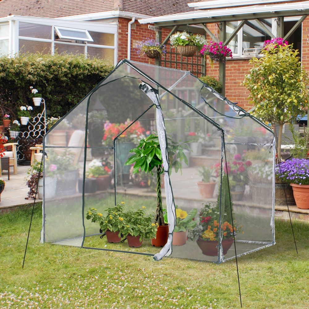 Polytunnel Walk-in Greenhouse with Zip Door and Windows - anydaydirect