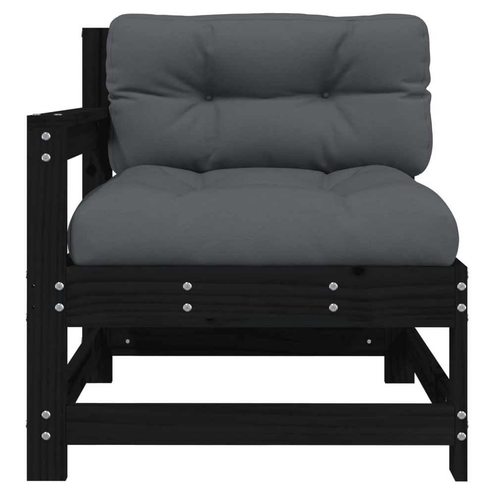 vidaXL Garden Chair with Cushions Black Solid Wood Pine - anydaydirect