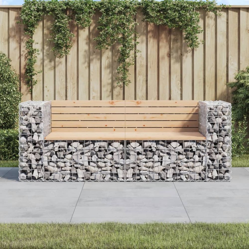 vidaXL Garden Bench Gabion Design 184x71x65.5 cm Solid Wood Pine - anydaydirect
