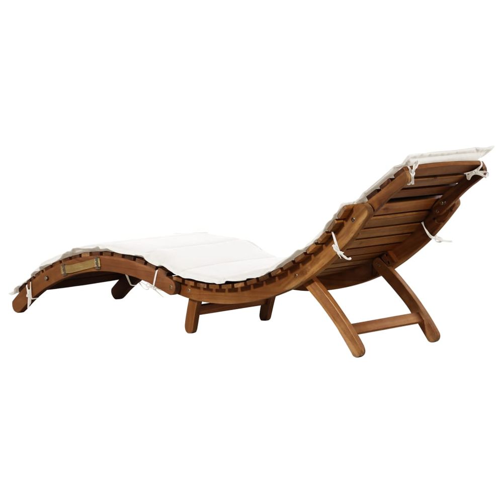 Sun Lounger with Cream Cushions Solid Wood Acacia - anydaydirect