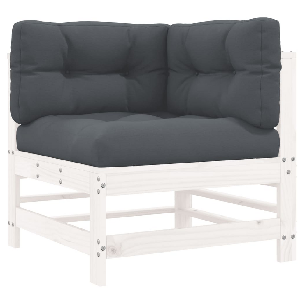 vidaXL Corner Sofas with Cushions 2 pcs White Solid Wood Pine - anydaydirect