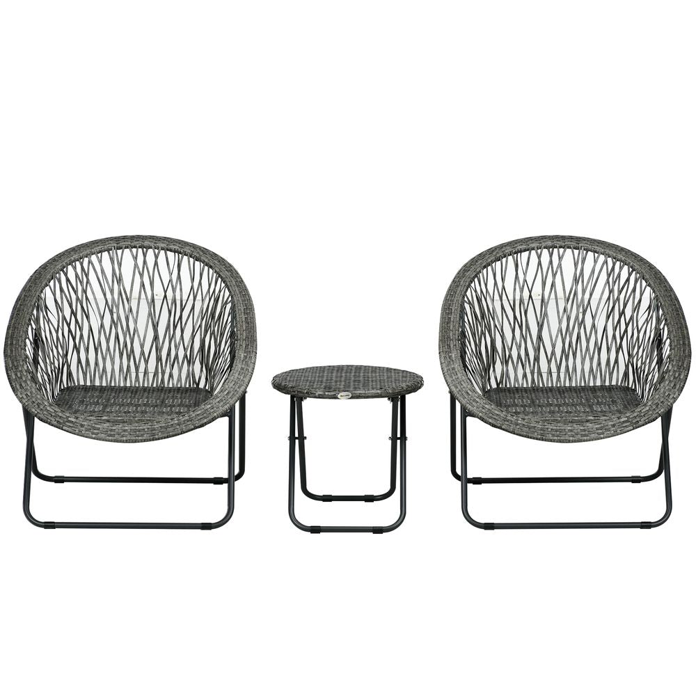 Outsunny 3 Piece Garden Furniture Set, PE Rattan Bistro Sets for 2 for Garden - anydaydirect