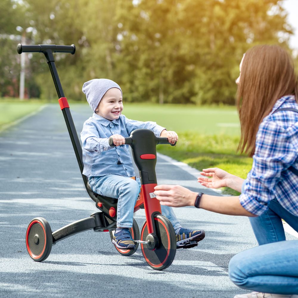 Multifunctional Baby Trike with Push Handle, Tricycle for Kids - Red - anydaydirect