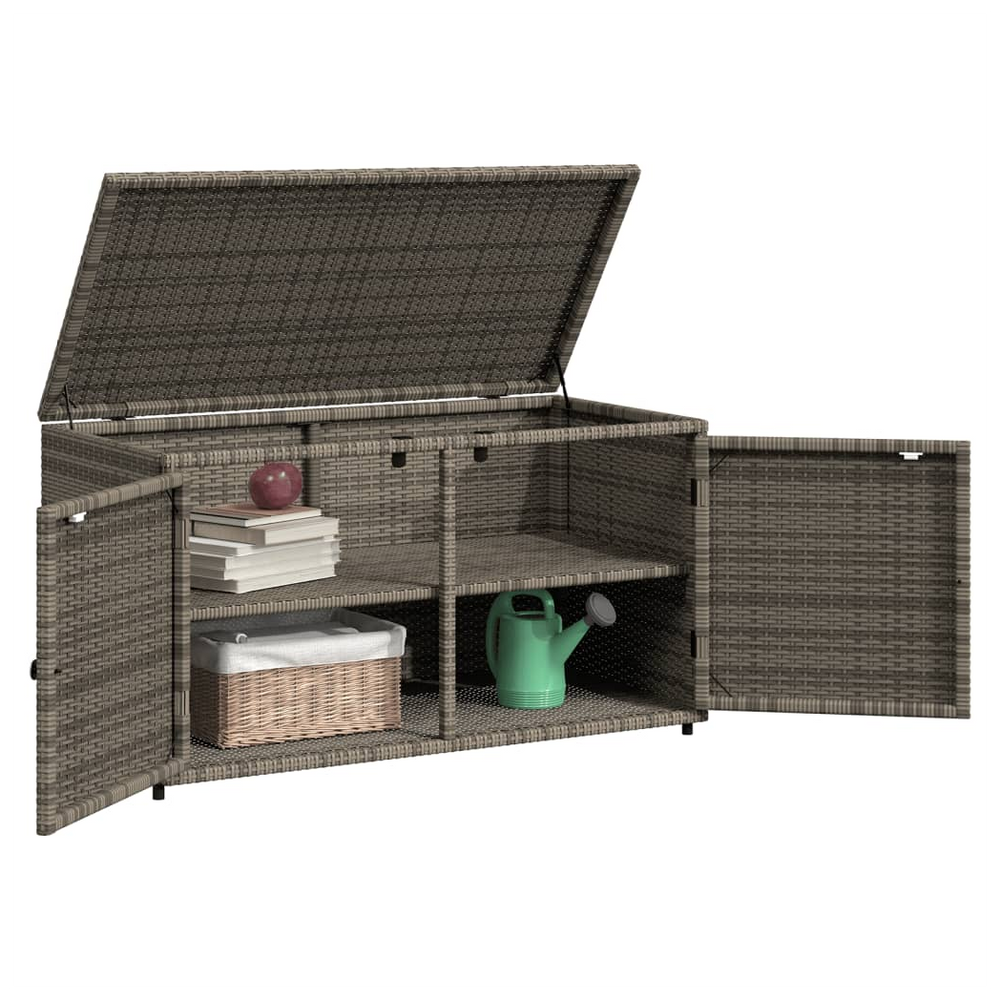 vidaXL Garden Storage Cabinet Grey 110x55x60.5 cm Poly Rattan - anydaydirect