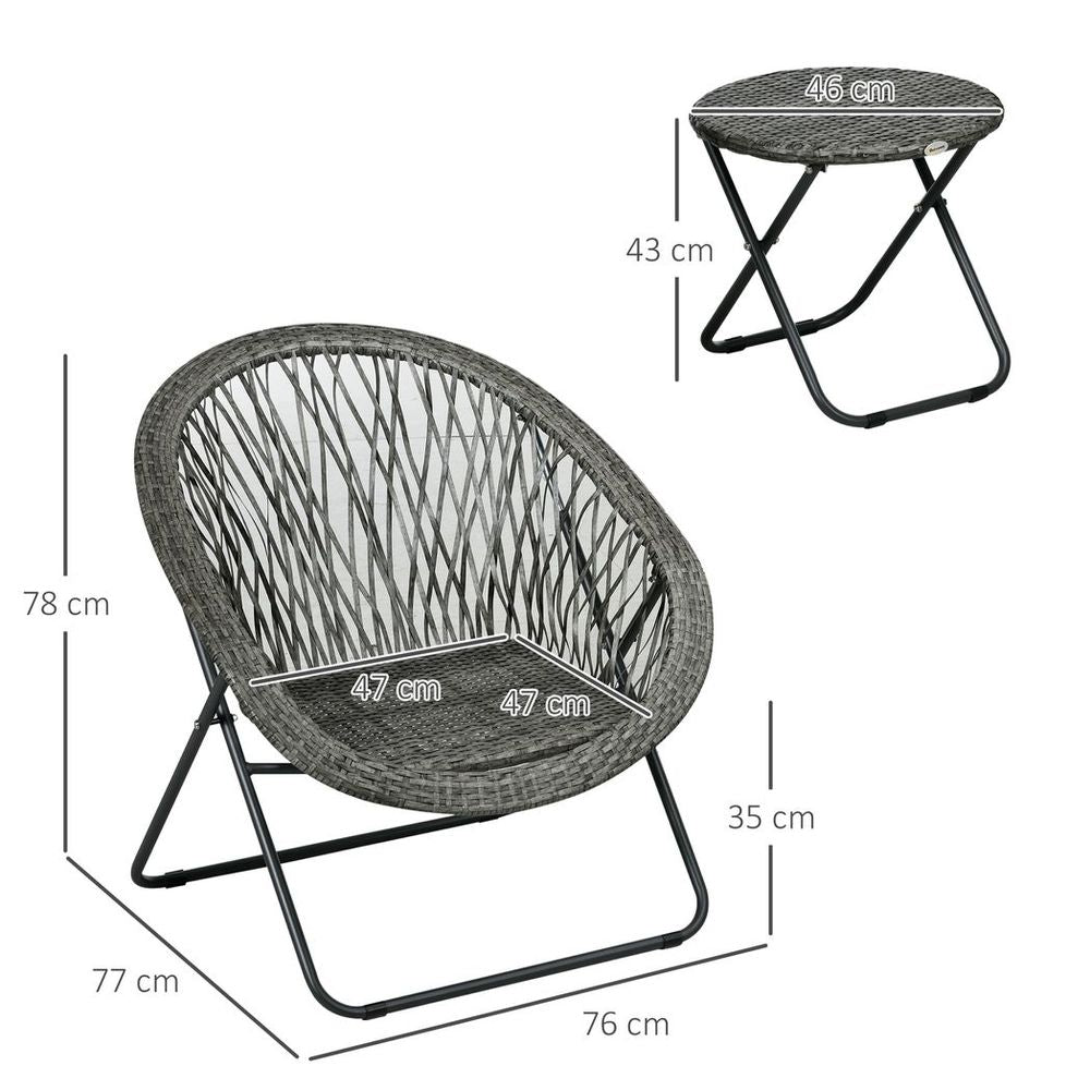 Outsunny 3 Piece Garden Furniture Set, PE Rattan Bistro Sets for 2 for Garden - anydaydirect