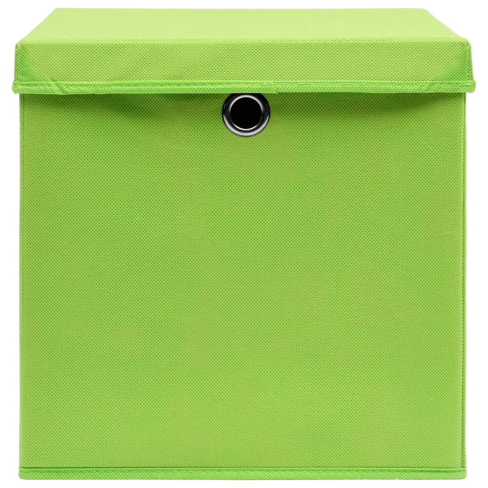Storage Boxes with Lids 4 pcs Green 32x32x32 cm Fabric - anydaydirect