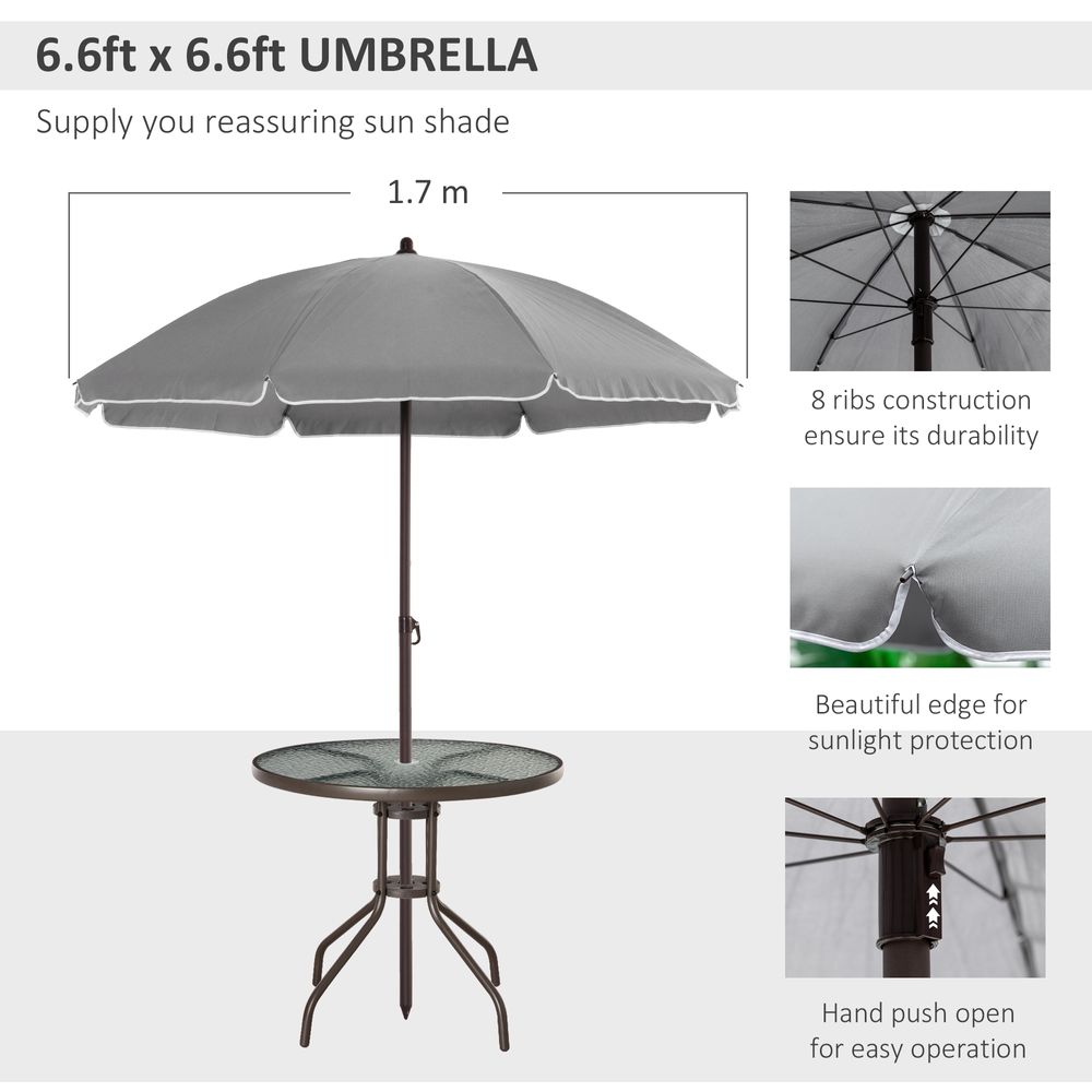 6Pc Patio Dining Set with Umbrella, 4 Folding Chairs Glass Table - anydaydirect