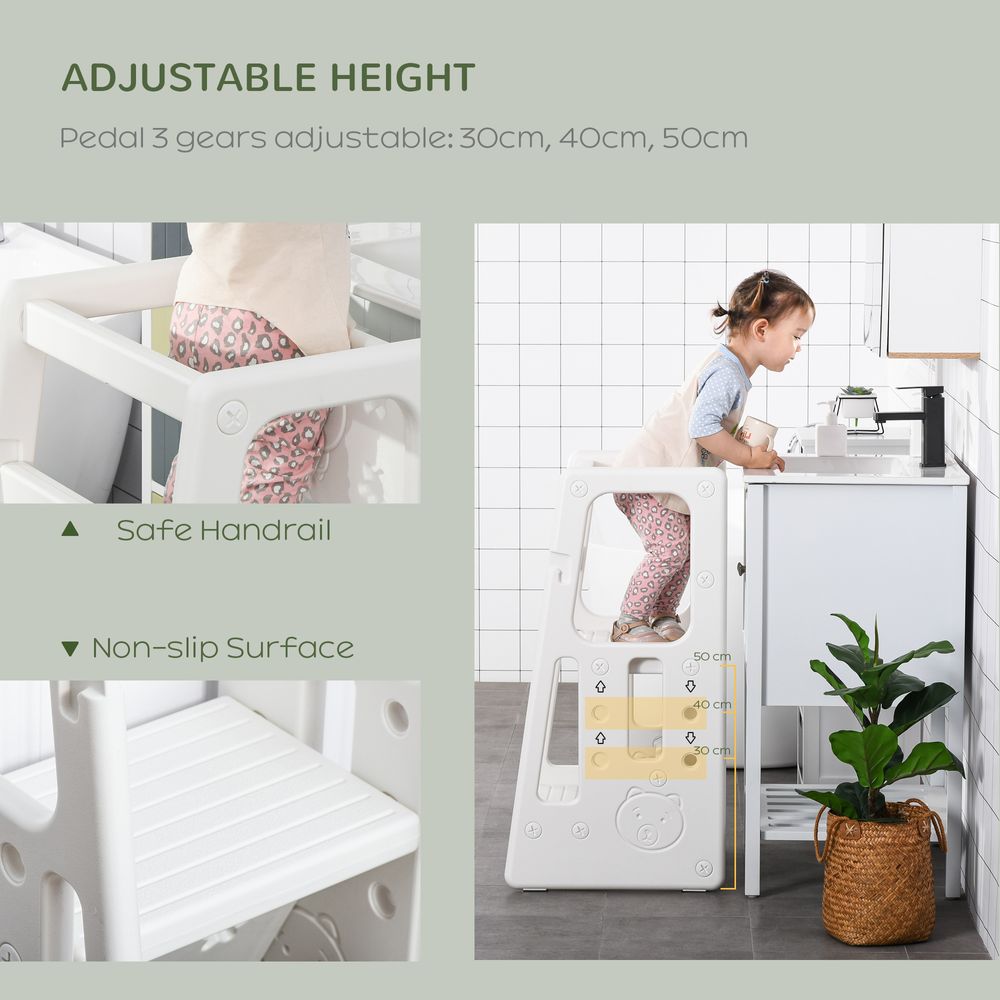 Kids Step Stool Adjustable Standing Platform Toddler Kitchen Stool HOMCOM - anydaydirect