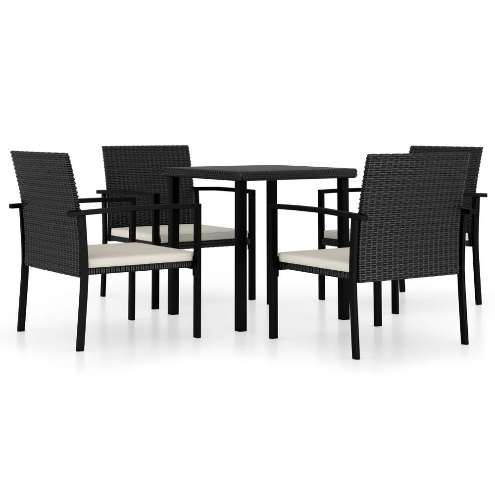 5 Piece Outdoor Dining Set Poly Rattan Black - anydaydirect
