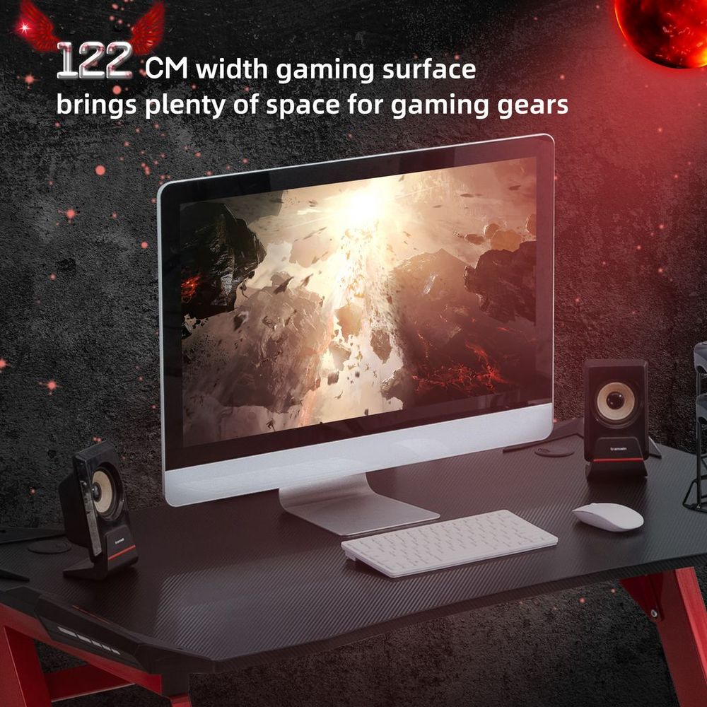 Gaming Desk with Gamepad Holder Cup Holder Headphone Hook Home Office - anydaydirect