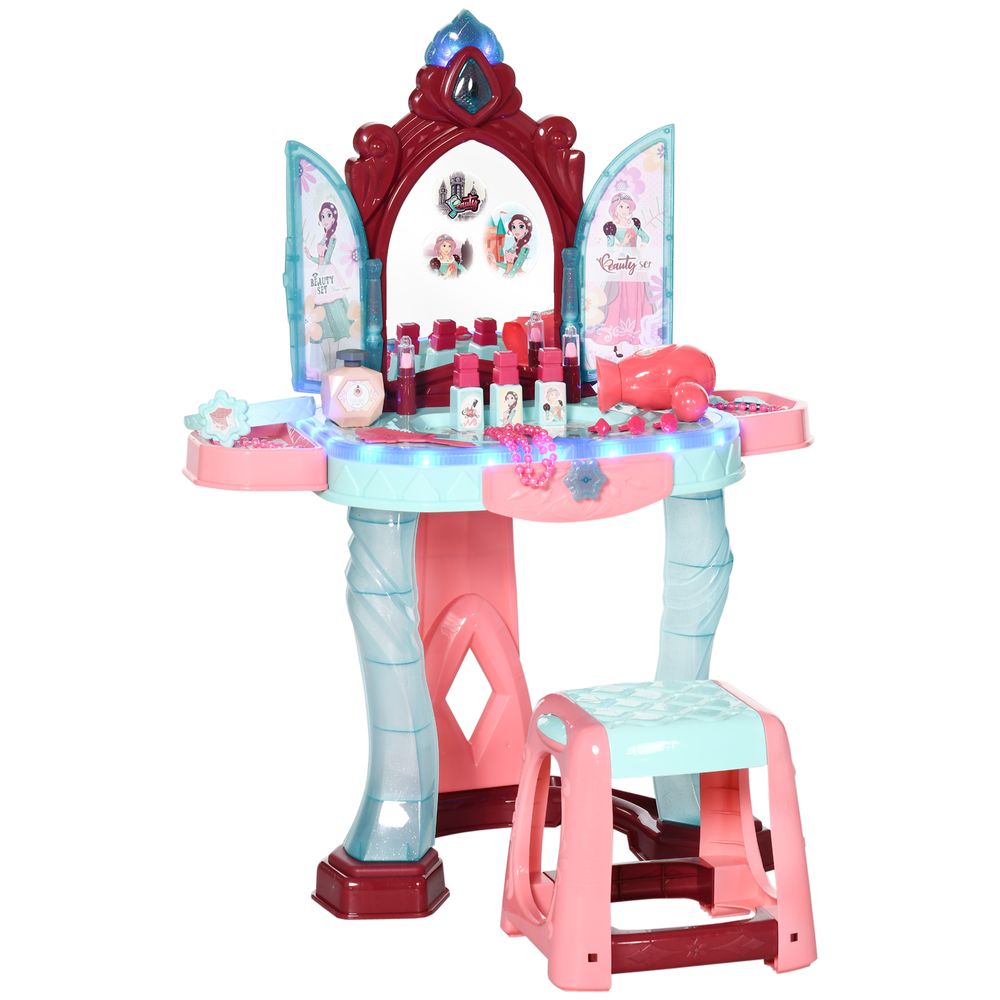 31 Piece Kids Dressing Table w/ Magical Princess Mirror, Light and Music - anydaydirect