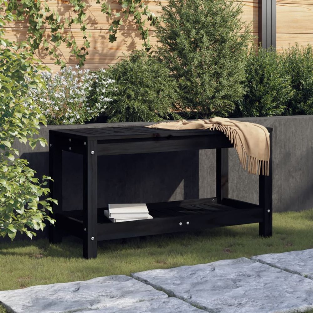 vidaXL Garden Table Black 82.5x35x45 cm Solid Wood Pine - anydaydirect