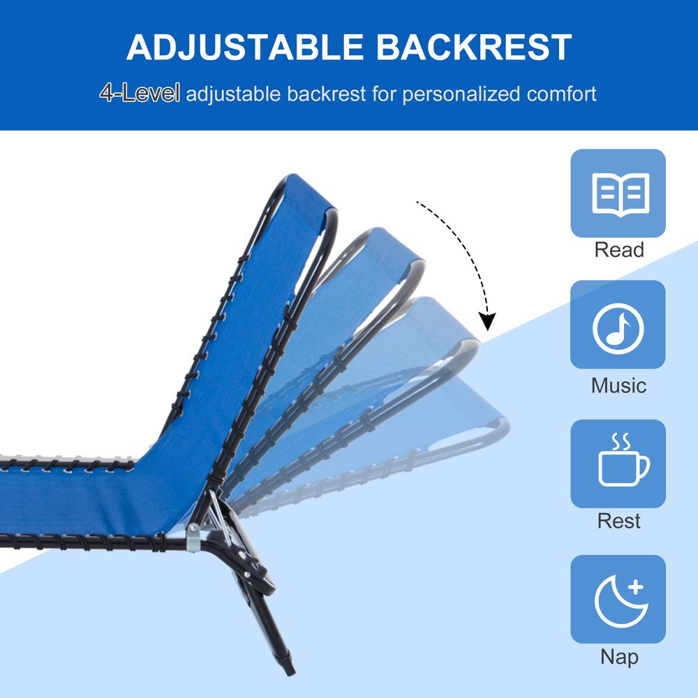 Outsunny Folding Sun Lounger, 3 Positions-Blue - anydaydirect