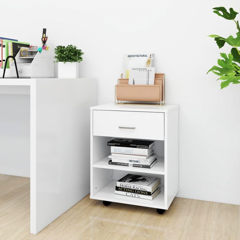 Rolling Cabinet White 46x36x59 cm Engineered Wood - anydaydirect
