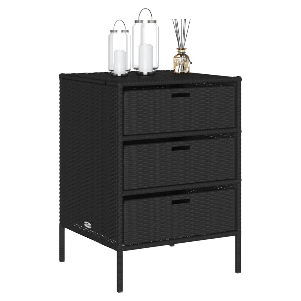 vidaXL Garden Storage Cabinet Black 55x59x80 cm Poly Rattan - anydaydirect