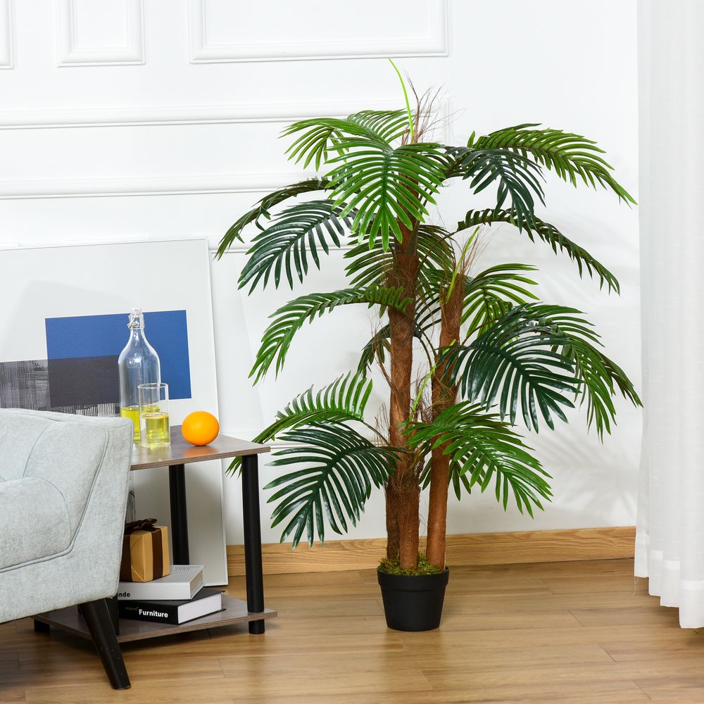 120cm/4FT Artificial Palm Tree Decorative Plant 19 Leaves Nursery Pot Outsunny - anydaydirect