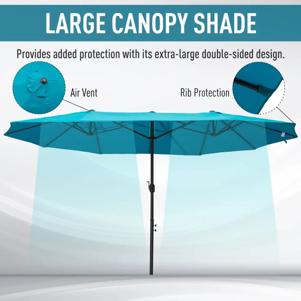 Outsunny 4.6M Garden Patio Umbrella Canopy Parasol Sun Shade w/o Base Blue - anydaydirect