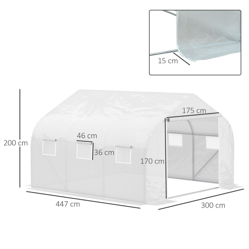 Walk In Greenhouse Cover Replacement White, COVER ONLY PE 4.5x3x2m White - anydaydirect