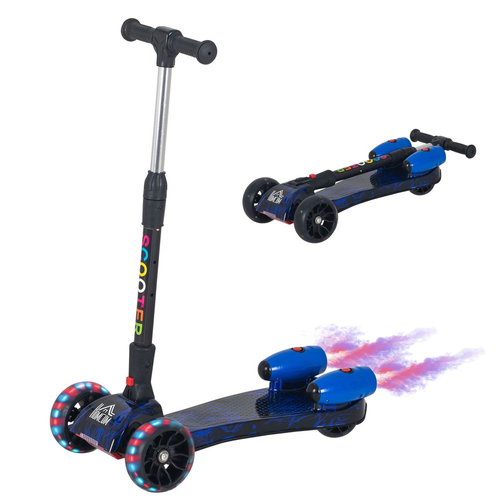 Child 3-Wheel Scooter Light Music Water Spray Rechargeable 3-6 Yrs Blue - anydaydirect