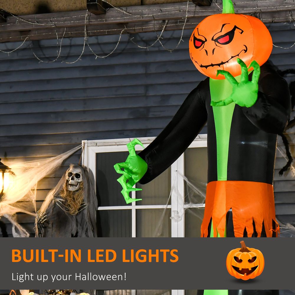 9FT Inflatable Halloween Pumpkin Ghost with Build-in LED Inflatable - anydaydirect