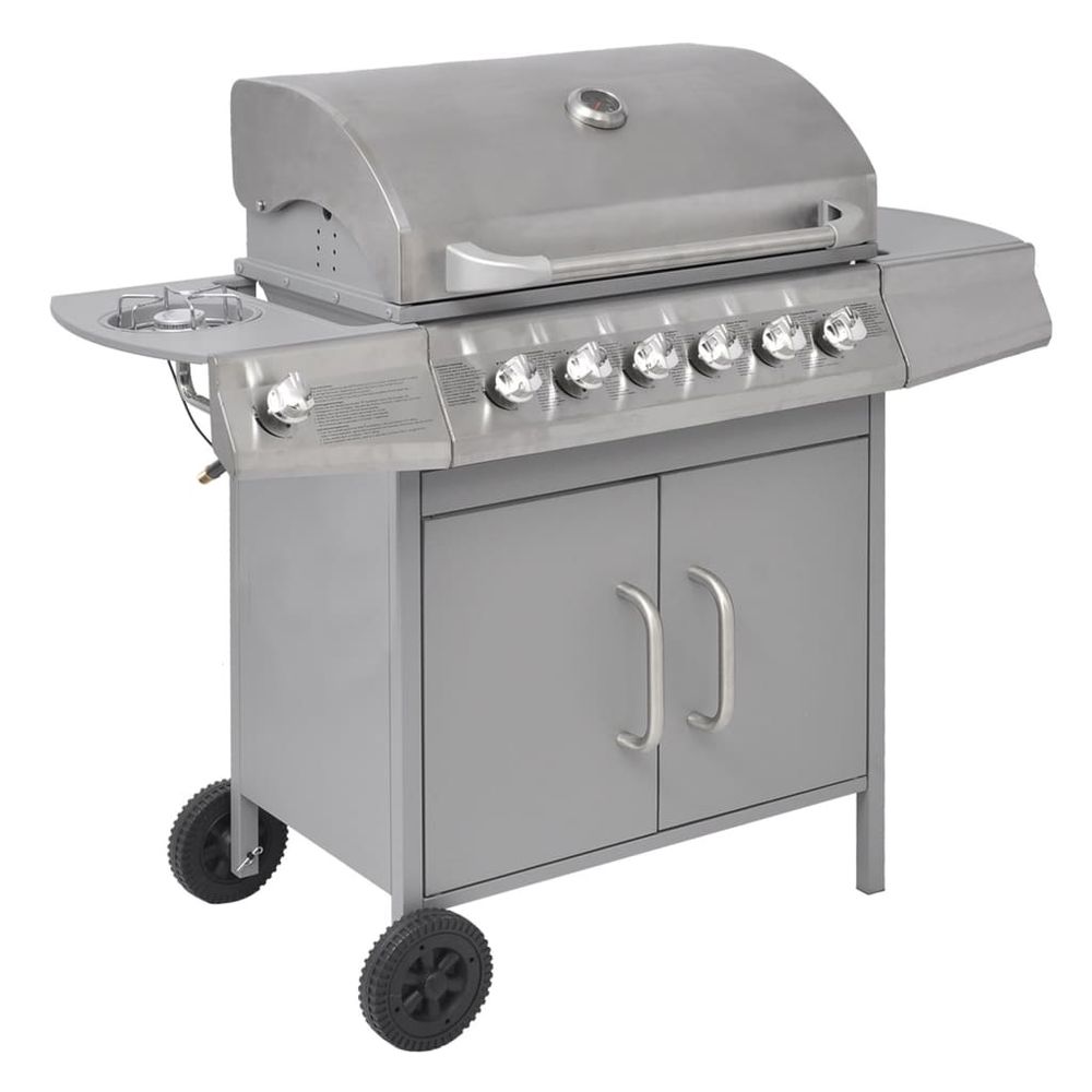 Gas Barbecue Grill 6+1 Cooking Zone Silver - anydaydirect