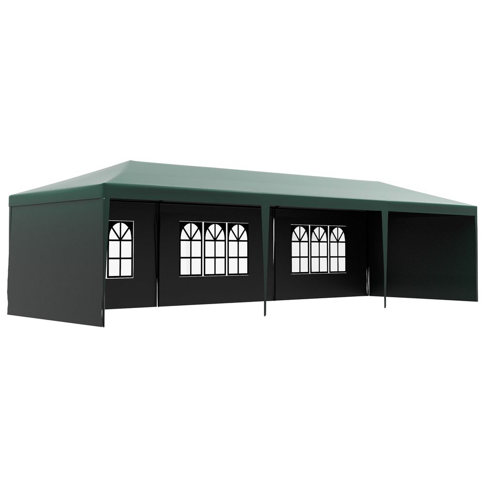 9m x 3m Outdoor Garden Gazebo Wedding Party Tent Canopy Marquee Green - anydaydirect