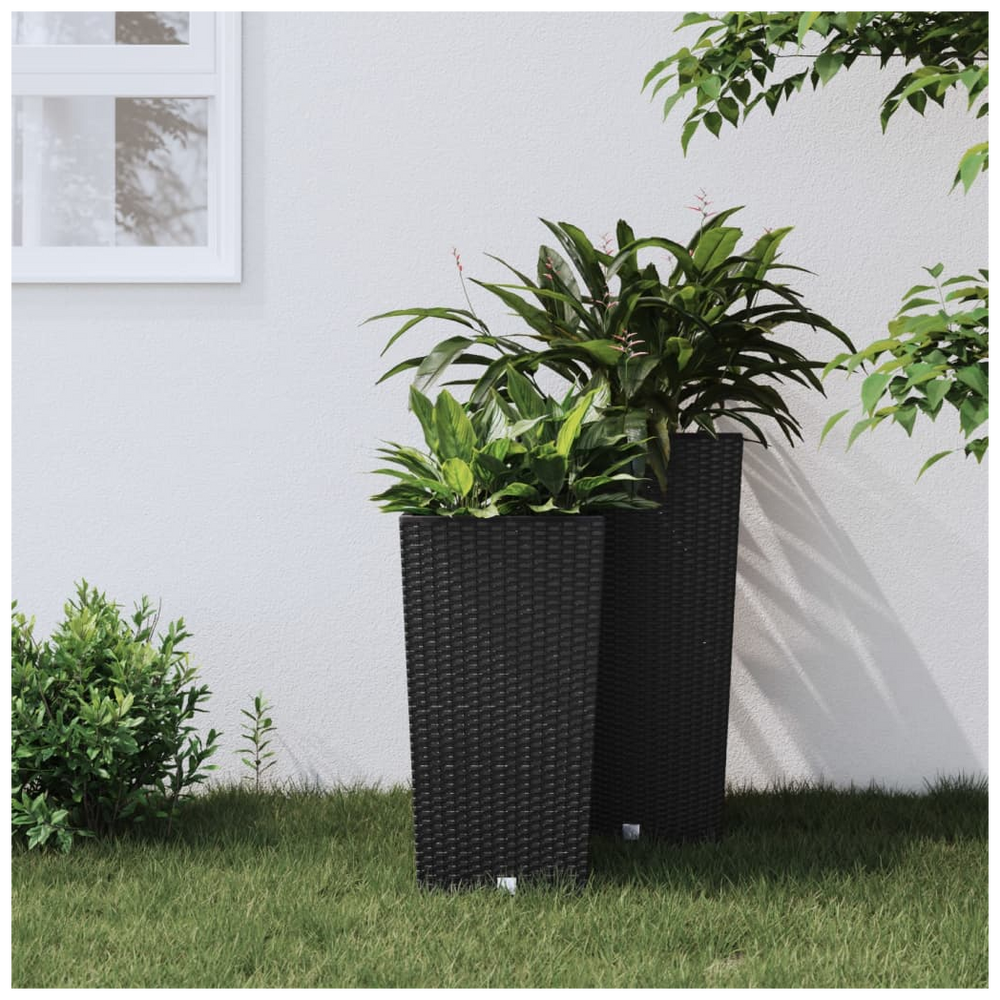 vidaXL Planter with Removable Inner Anthracite 11 / 26.5 L PP Rattan - anydaydirect