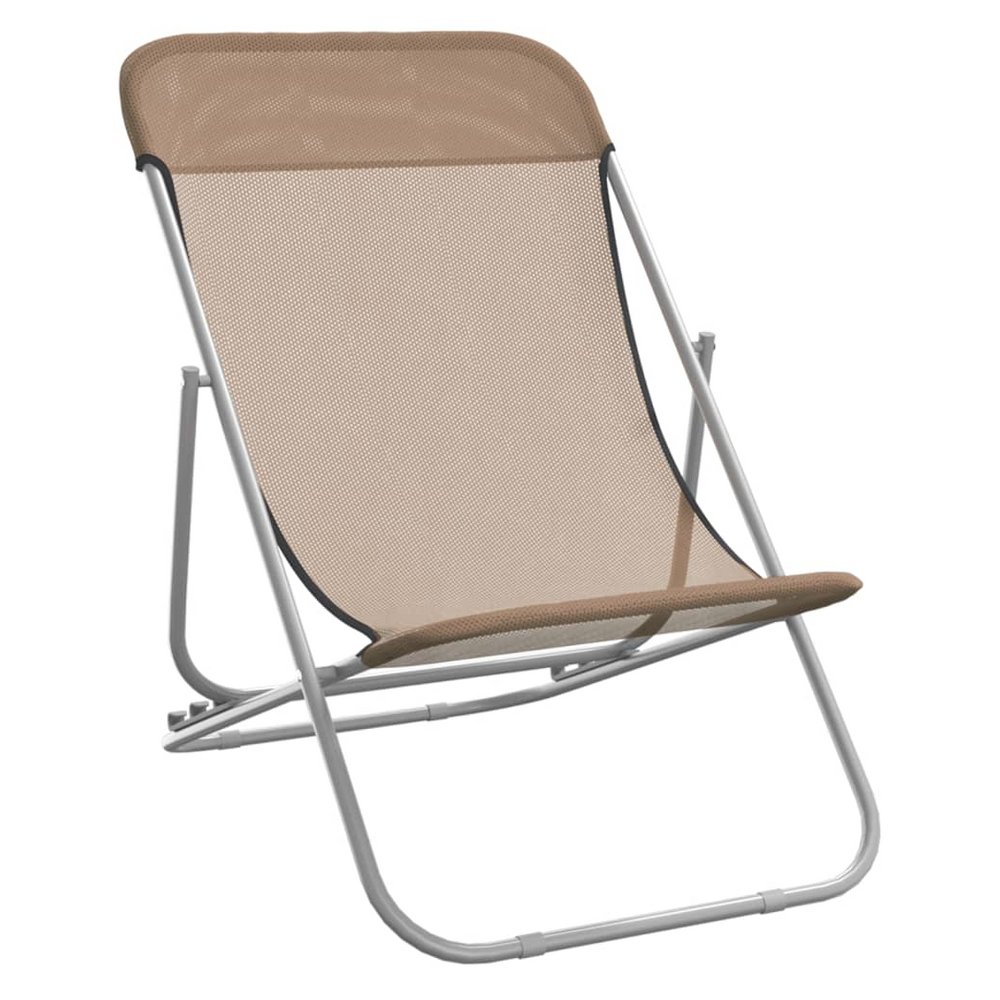 vidaXL Folding Beach Chairs 2 pcs Taupe Textilene&Powder-coated Steel - anydaydirect