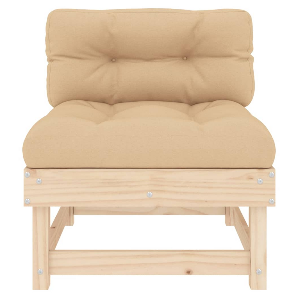 vidaXL Middle Sofa with Cushions Solid Wood Pine - anydaydirect