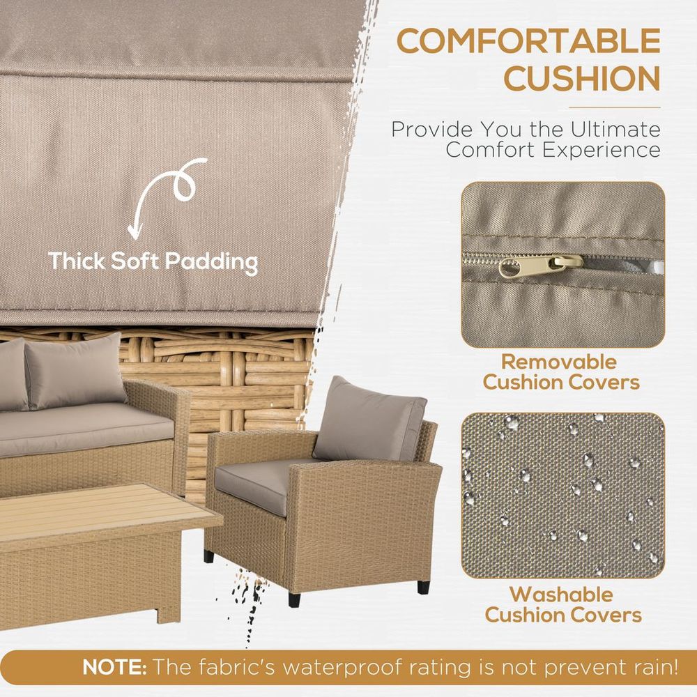 4 PCS Patio Wicker Aluminum Conversation Furniture Sofa Set w/ Table - anydaydirect
