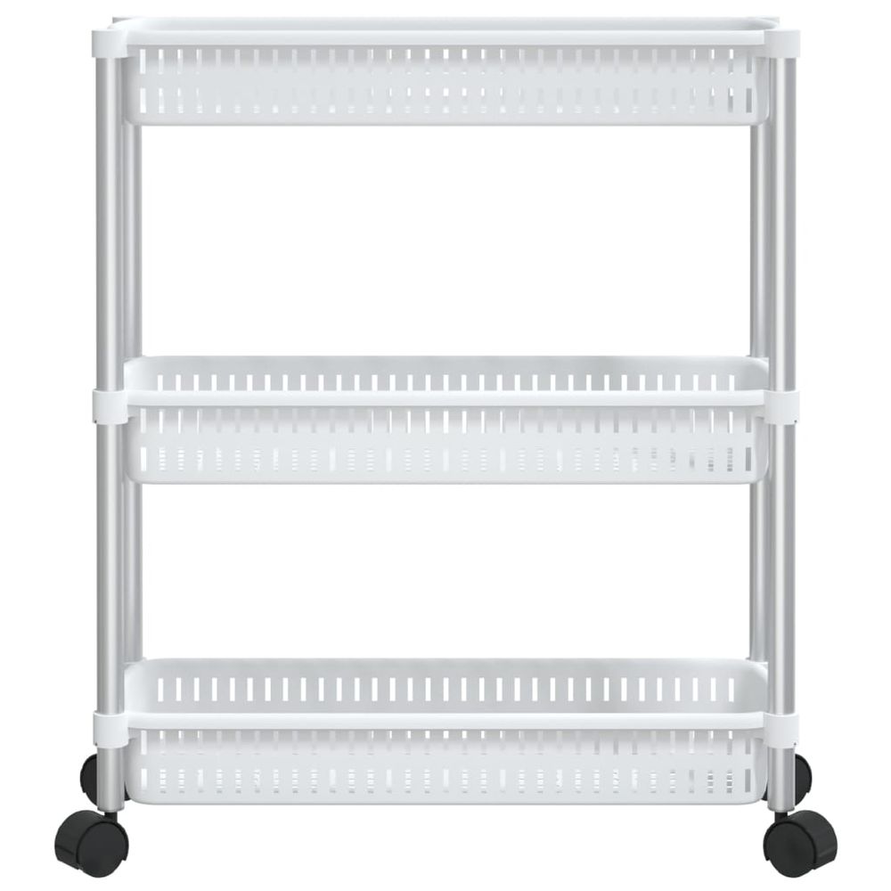 3-Tier Storage Trolley Silver and White Aluminium - anydaydirect