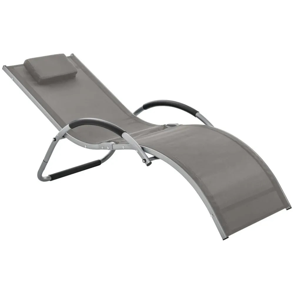 Lounger Chair Portable Armchair with Removable Pillow for Beach Yard Khaki - anydaydirect