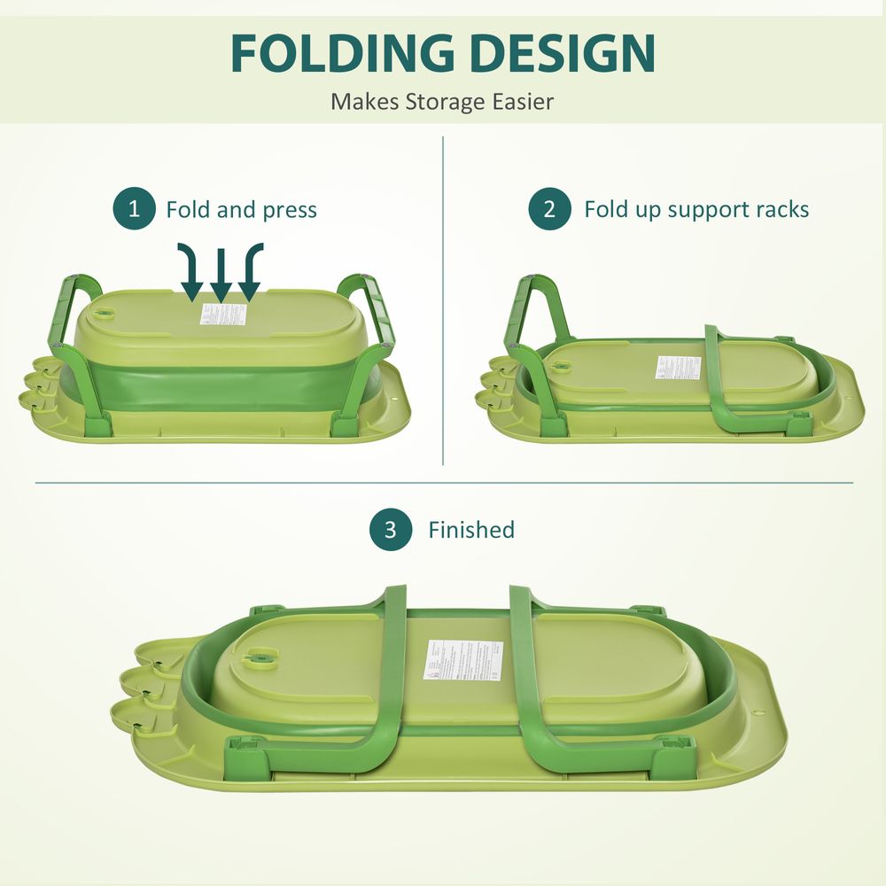 Baby Bath Tub for Toddler Foldable w/ Baby Cushion for 0-3 Years Green HOMCOM - anydaydirect