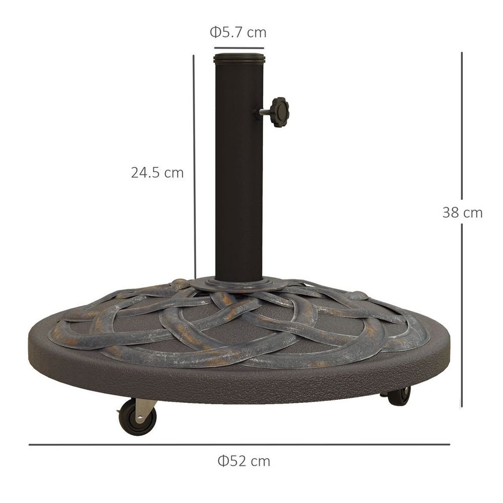 Outsunny 27kg Garden Parasol Base w/ Wheels Concrete Umbrella Stand Bronze Tone - anydaydirect