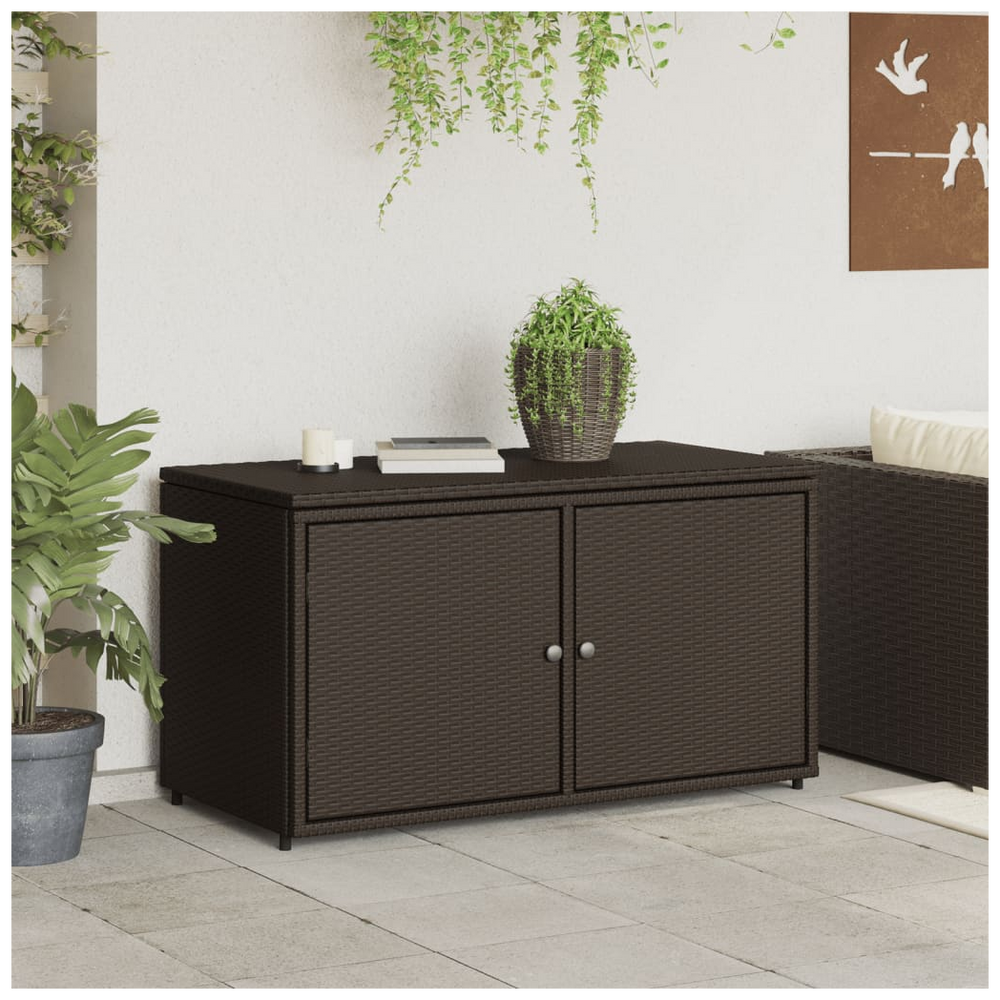 vidaXL Garden Storage Cabinet Brown 110x55x60.5 cm Poly Rattan - anydaydirect