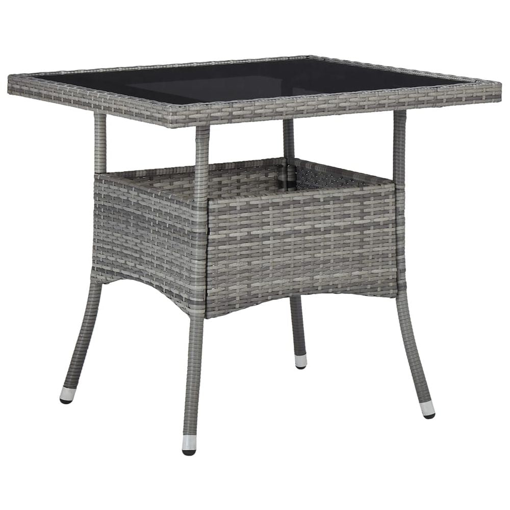 Outdoor Dining Table Black Poly Rattan and Glass - anydaydirect
